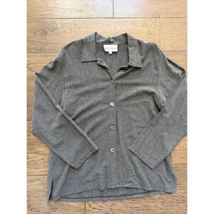 David Dart Collection Mens Small Gray Wool Blend Floral Embroidered Button Shirt